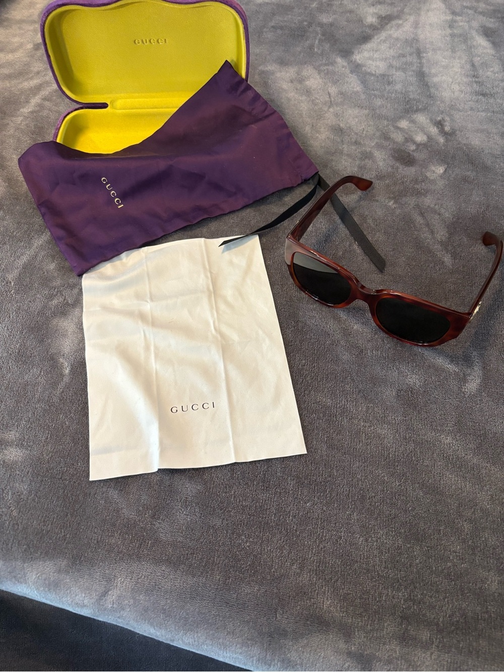Gucci Brown Tortoiseshell Sunglasses with Black Lenses